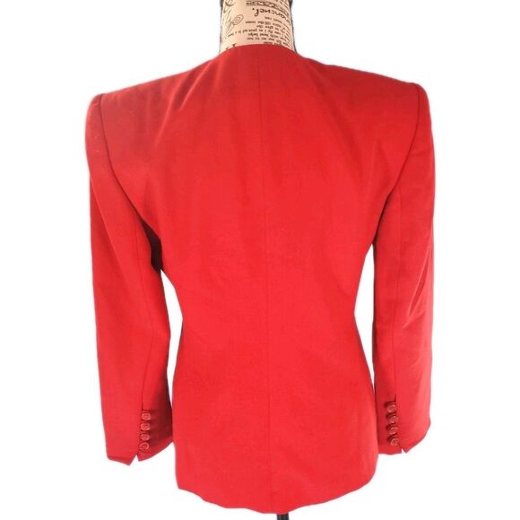 Womens Sz 2p Red Blazer 4 Button Close Pure Woolmark Vintage Lined Joes NY Read - Picture 4 of 16